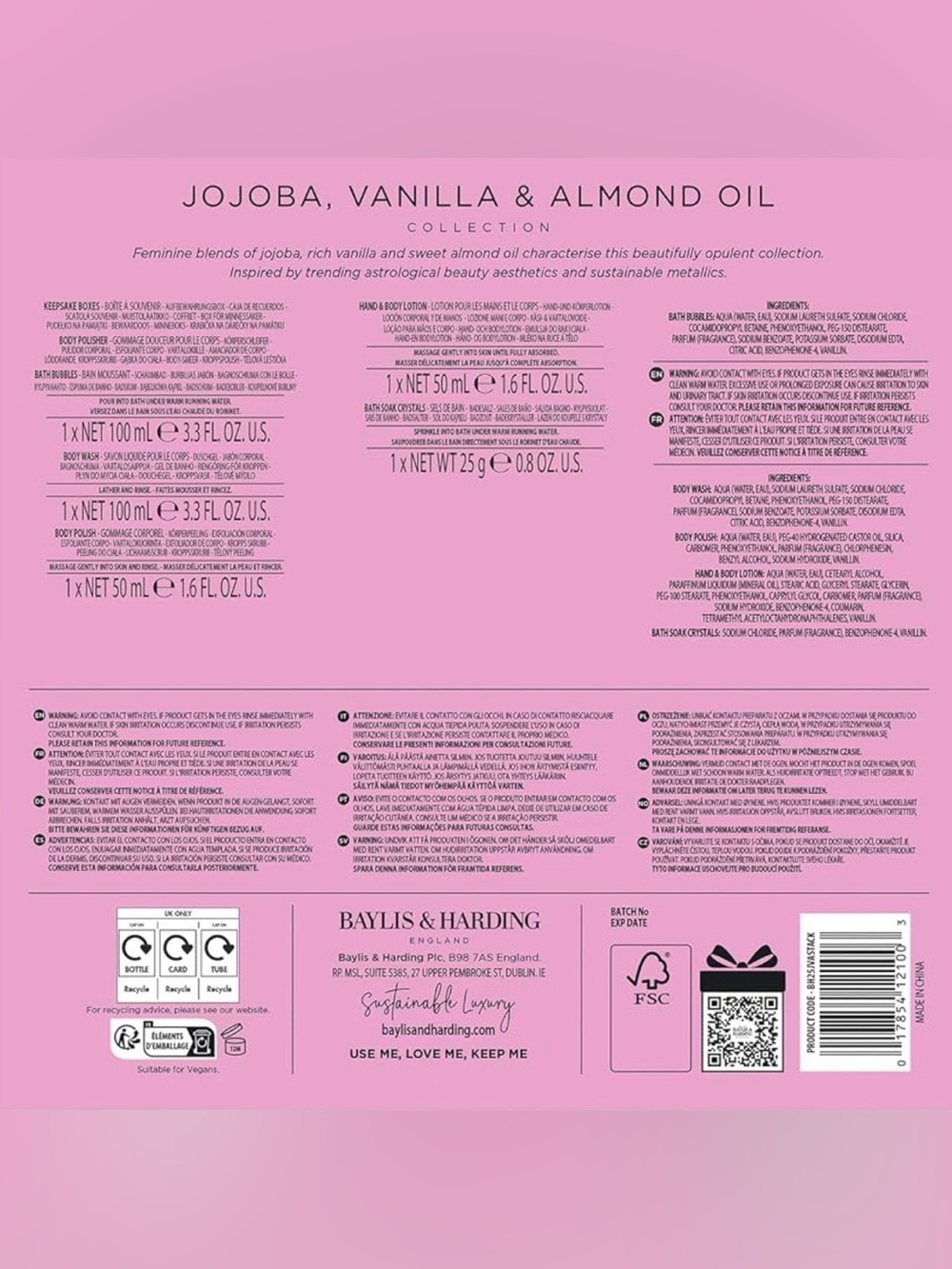 Baylis & Harding Jojoba, Vanilla & Almond Oil Signature Collection with gift box - Picture 5 of 6